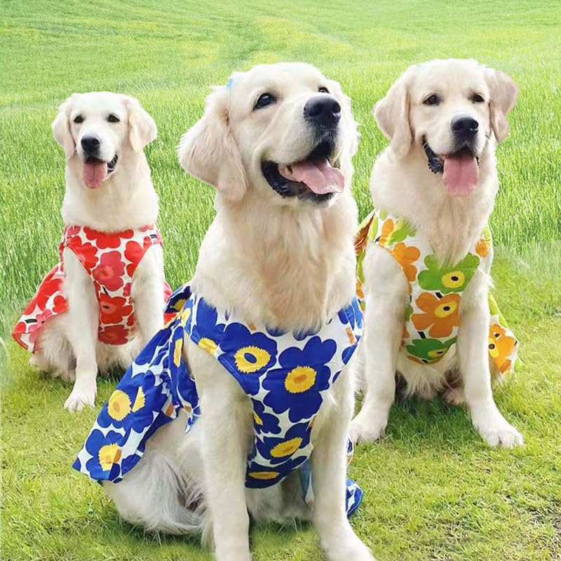 Amazon | 犬服 ペット服 花柄ワンピース 夏用 レッド 6XL 涼しい